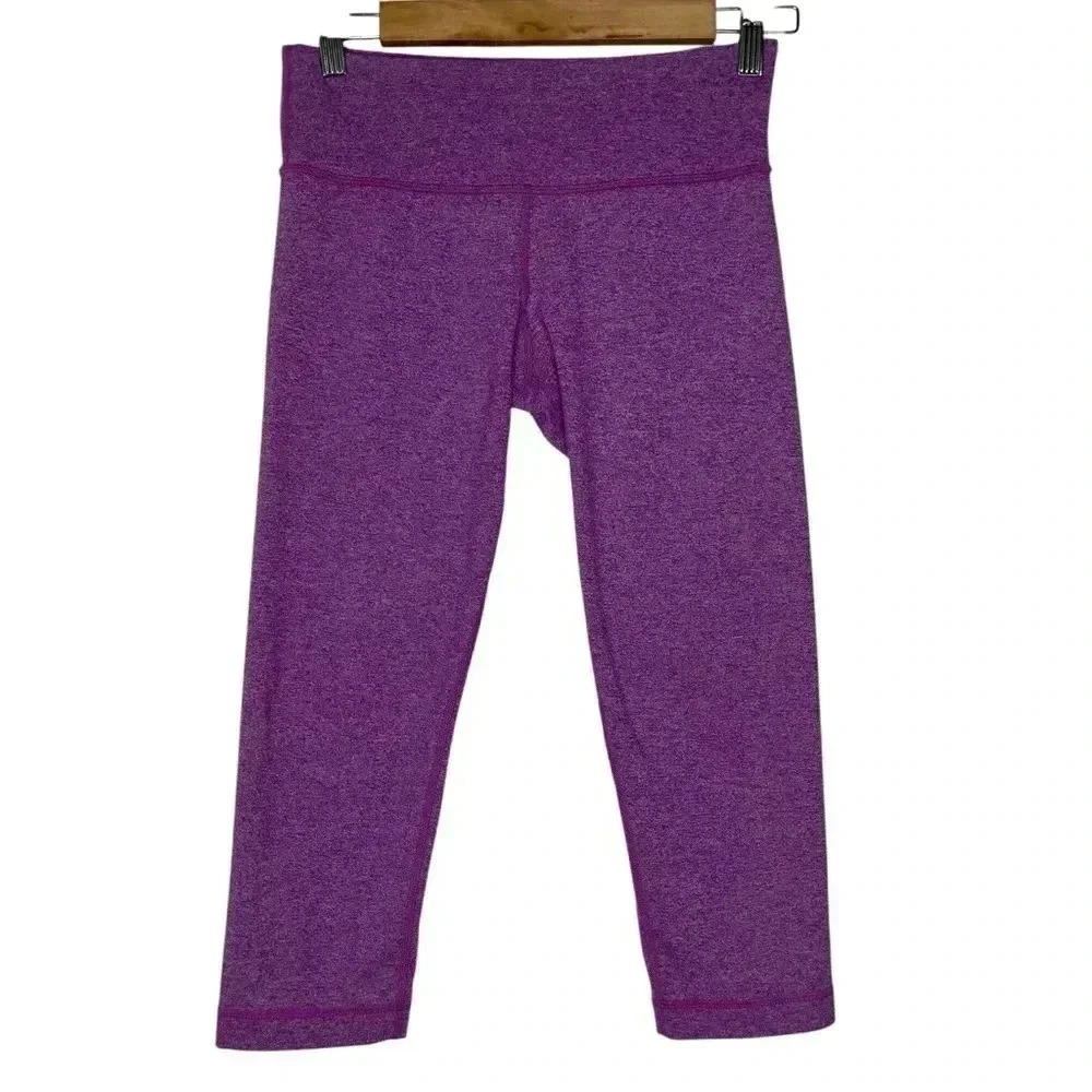 Lululemon Wunder Under Crop Heathered Purple Stretch Size 6